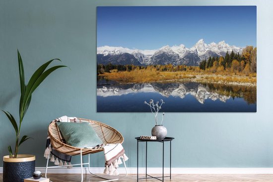 Toile Peinture Amérique - Berg - Reflet - 180x120 cm - Décoration murale XXL