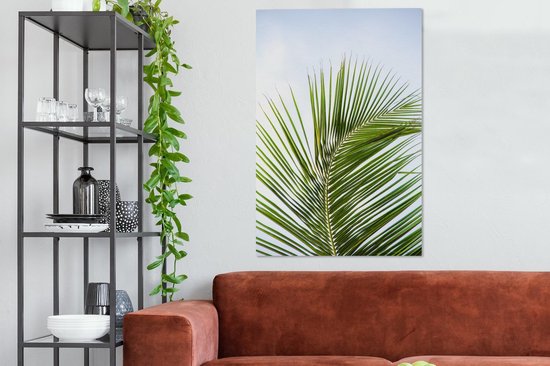 Tableau Toile Feuilles de Palmier - Ciel - Tropical - 80x120 cm - Décoration murale