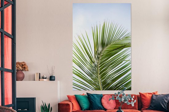 Tableau Toile Feuilles de Palmier - Ciel - Tropical - 120x180 cm - Décoration murale XXL