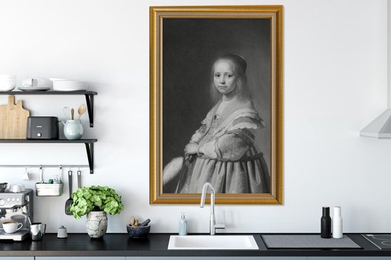 Canvas schilderij 90x140 cm - Wanddecoratie Oude meesters - Kunst - Lijsten - Goud - Muurdecoratie woonkamer - Slaapkamer decoratie - Kamer accessoires - Schilderijen op canvas