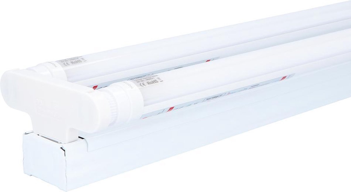 HOFTRONIC LED TL armatuur 150cm dubbel - T8 (G13) - 48 Watt 9600 lumen (200lm/W) - 6000K Daglicht wit (860) - Flikkervrij - IP20 Stofdicht Transparant