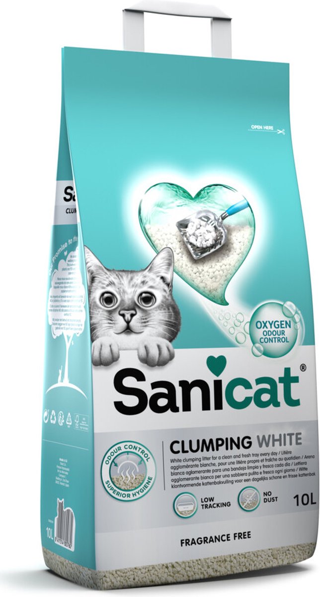 Sanicat Clumping White kattenbakvulling geurloos 10 liter