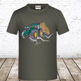 Trekker shirt tractor  en kar grijs -James & Nicholson-134/140-t-shirts jongens