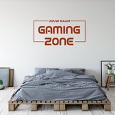 Muursticker Gaming Zone Met Naam -  Bruin -  120 x 60 cm  -  baby en kinderkamer  naam stickers  alle - Muursticker4Sale