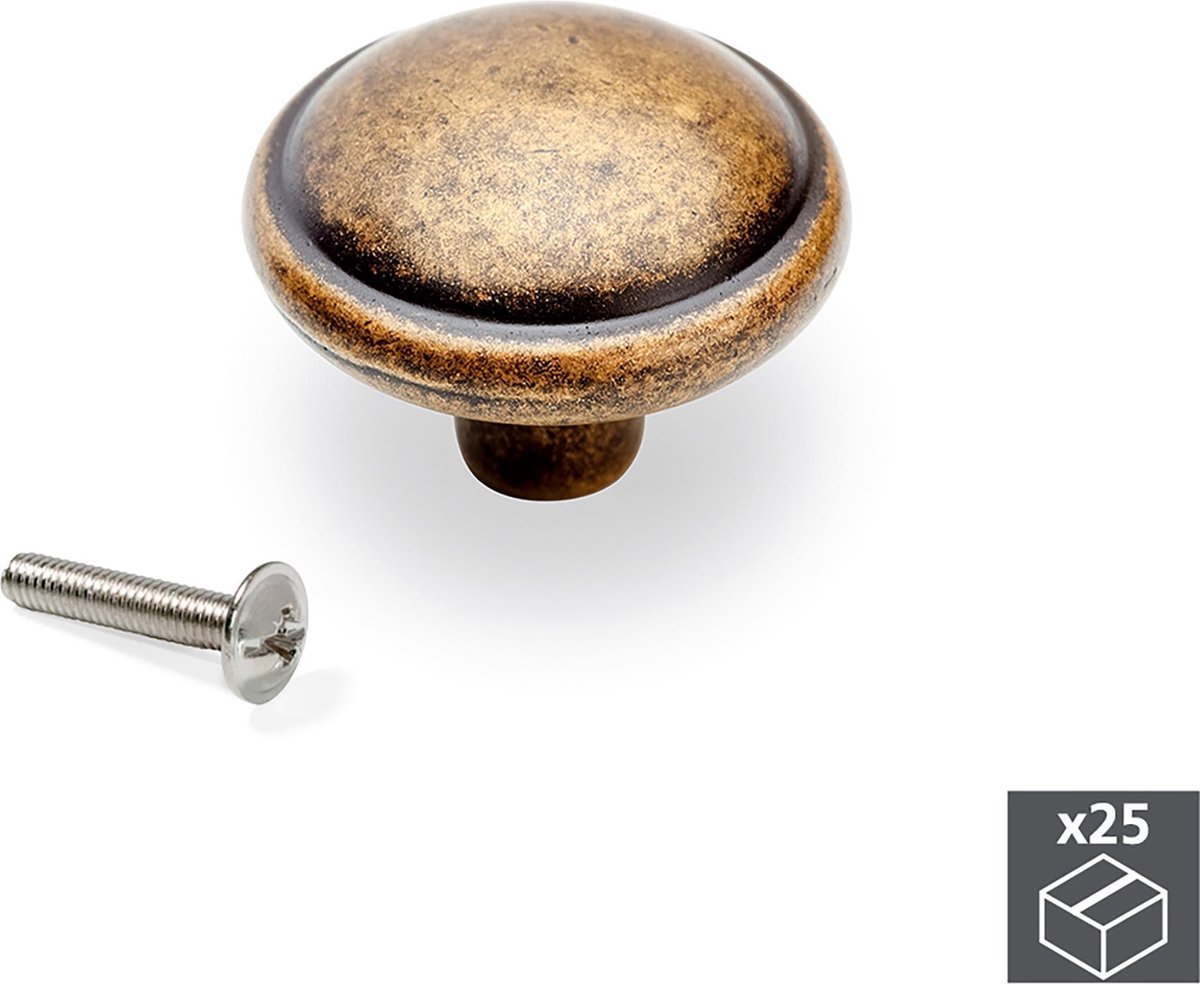 Emuca Meubelknop, D. 32 mm, Zamak, Bronzen, 25 st.