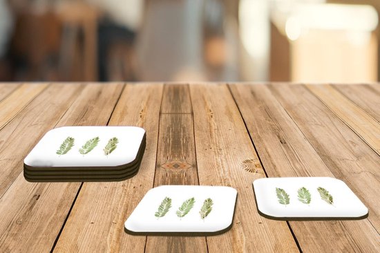 Sous- Sous-verres - Tropical - Feuilles - Wit - 10x10 cm - 6 pièces