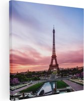 Artaza Canvas Schilderij Eiffeltoren In Parijs Met Kleurrijke Hemel - 90x90 - Groot - Foto Op Canvas - Canvas Print