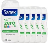 Partij van x 6 SANEX Douchegel voor Kinderen zonder zeep Zero 0% Lichaam & haar - 500 ml