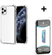 Ceezs Shockproof TPU hoesje met camera protectie geschikt voor Apple iPhone 12 Pro - transparant + glazen Screen Protector