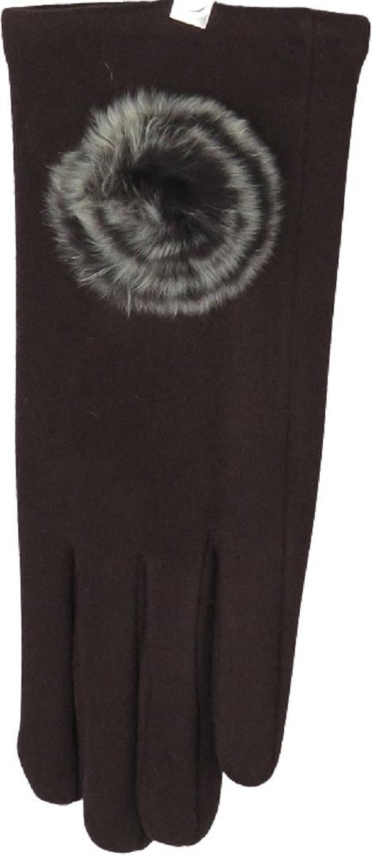 Handschoenen dames met touchscreen en pompon - 90% polyester en 10% elastisch