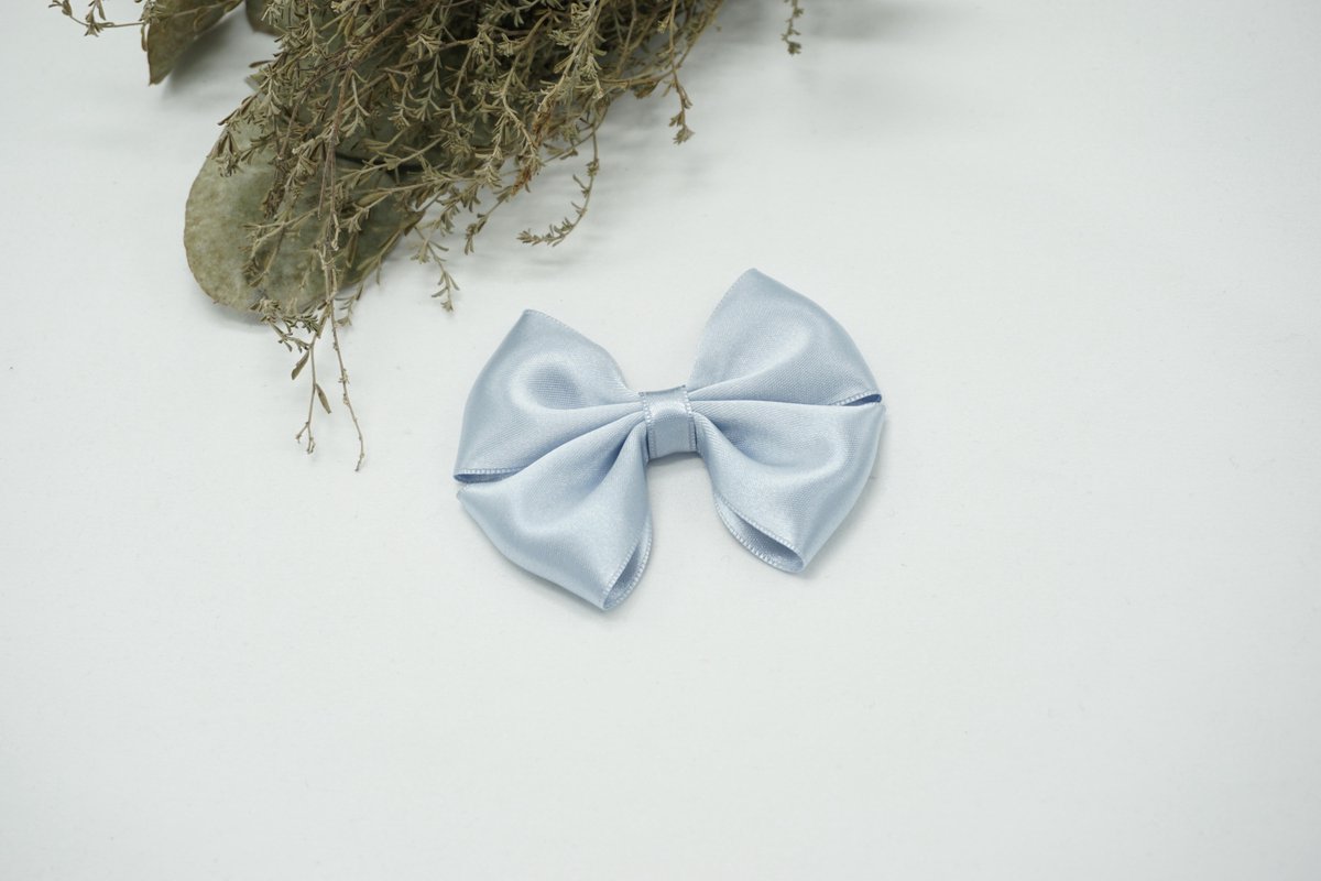 Haarstrik Satijn - Staal Blauw - Haarclip - Bows and Flowers