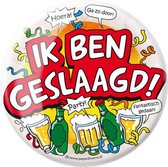 button Ik ben geslaagd! 10 cm staal wit/rood/geel