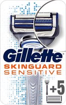 Gillette - SkinGuard Sensitive Scheersysteem + 5 Scheermesjes Mannen - Brievenbusverpakking