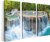 Artaza Canvas Schilderij Drieluik Waterval In Het Bos In Thailand - 120x80 - Foto Op Canvas - Canvas Print