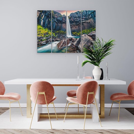 Artaza Canvas Schilderij Vierluik Waterval In IJsland  - 80x60 - Foto Op Canvas - Canvas Print