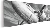 Artaza Canvas Schilderij Oud Vliegtuig Op De Landingsbaan - 90x30 - Foto Op Canvas - Canvas Print