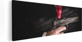 Artaza - Peinture sur toile - Homme de la mafia tenant un pistolet - 90x30 - Photo sur toile - Impression sur toile
