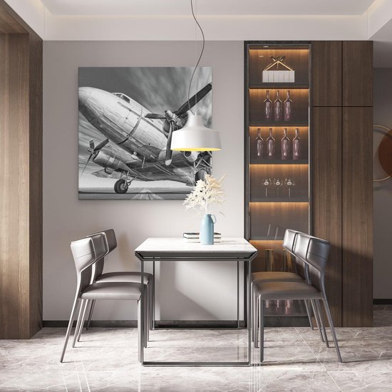 Artaza - Peinture Sur Toile - Vieil Avion Sur La Piste - 90x90 - Groot - Photo Sur Toile - Impression Sur Toile