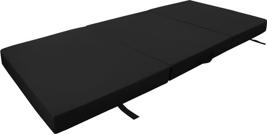 Wicotex Logeerbed - 80x200 cm – Opklapbed 1 Persoons – Zwart - Inclusief Matras