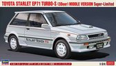 1:24 Hasegawa 20508 (21132) Toyota Starlet EP71 Turbo 3 door Mid. Version Plastic Modelbouwpakket