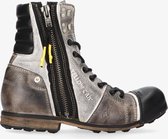 Yellow cab | Industrial 12-e light grey high lace up boot - black sole | Maat: 44