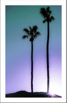 Walljar - Palmbomen Paarse Lucht - Muurdecoratie - Poster