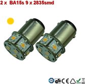 2 x BA15s- 9x2835smd- Oranje 10-30v