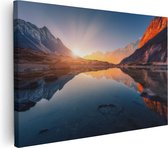 Artaza Canvas Schilderij Bergen Landschap Met Zonsopgang - 60x40 - Foto Op Canvas - Canvas Print
