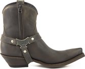 Mayura Boots 14 Donker Grijs/ Heren Cowboy Western Spitse Enkellaars Schuine Hak Rits Afneembaar Spoor Echt Leer Maat EU 46