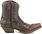 Mayura Boots 12 Bruin/ Bruin Cowboy Western Heren Enkellaars Spitse Neus Schuine Hak Rits Waxed Leather Maat EU 42