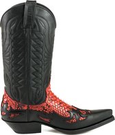 Mayura Boots 1935 Zwart/ Rood Spitse Cowboy Western Laarzen Schuine Hak Rechte Schacht Treklussen Goodyear Welted Maat EU 46