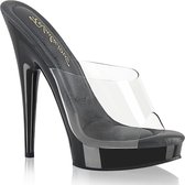 Fabulicious Muiltjes -44 Shoes- SULTRY-601 US 13 Zwart/Transparant