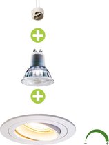 LED Inbouwspot 5,5 Watt Dimbaar | 80mm | kantelbaar | wit | rond - 2700K - Warm wit (827)