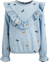 WE Fashion Meisjes denim blouse met embroidery