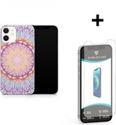 ShieldCase Mandala geschikt voor Apple iPhone 12 / 12 Pro hoesje - meerkleurig + glazen Screen Protector