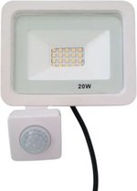 20W Outdoor LED Breedstraler IP65 WIT met Twilight Bewegingsmelder - Wit licht