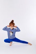 Woody pyjama meisjes/dames - blauw-wit gestreept - ijsbeer - 212-1-PDL-V/912 - maat 152