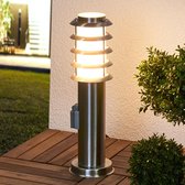 Lindby - buitenlamp - 1licht - roestvrij staal, polycarbonaat - H: 45 cm - E27 - roestvrij staal, wit