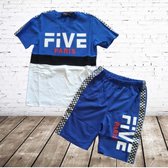 Jongens set Five blauw wit