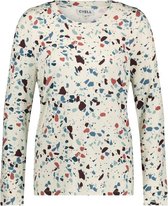 Cyell TERRASSE dames pyjamatop lange mouwen - wit met print - Maat 36 Wit met print maat 36 (S)