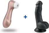 Satisfyer Pro 2 Next Generation - Luchtdruk Vibrator + Stevige Realistische Dildo met Balzak en Zuignap - 15cm