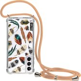 Casetastic Samsung Galaxy S21 4G/5G Hoesje met koord - Lanyard Case - Feathers Multi Print