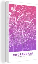 Tableau sur toile Carte de ville - Roosendaal - Violet - 120x180 cm - Décoration murale XXL