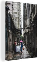 Canvas Schilderij Urban - Hong Kong - Stad - 60x90 cm - Wanddecoratie