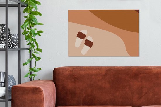 Canvas Schilderij Zomer - Slippers - Abstract - 60x40 cm - Wanddecoratie