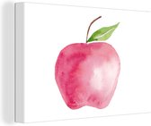 Canvas Schilderij Appel - Fruit - Wit - 120x80 cm - Wanddecoratie