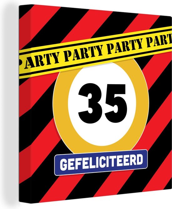 Peinture sur toile Anniversaire - Panneau de signalisation - Fête - 90x90 cm - Décoration murale