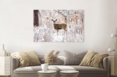 Schilderij -  Hert in de winter, 120x80cm, 3 luik, premium print