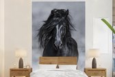 Behang - Fotobehang Paard - Grijs - Zwart - Breedte 160 cm x hoogte 240 cm