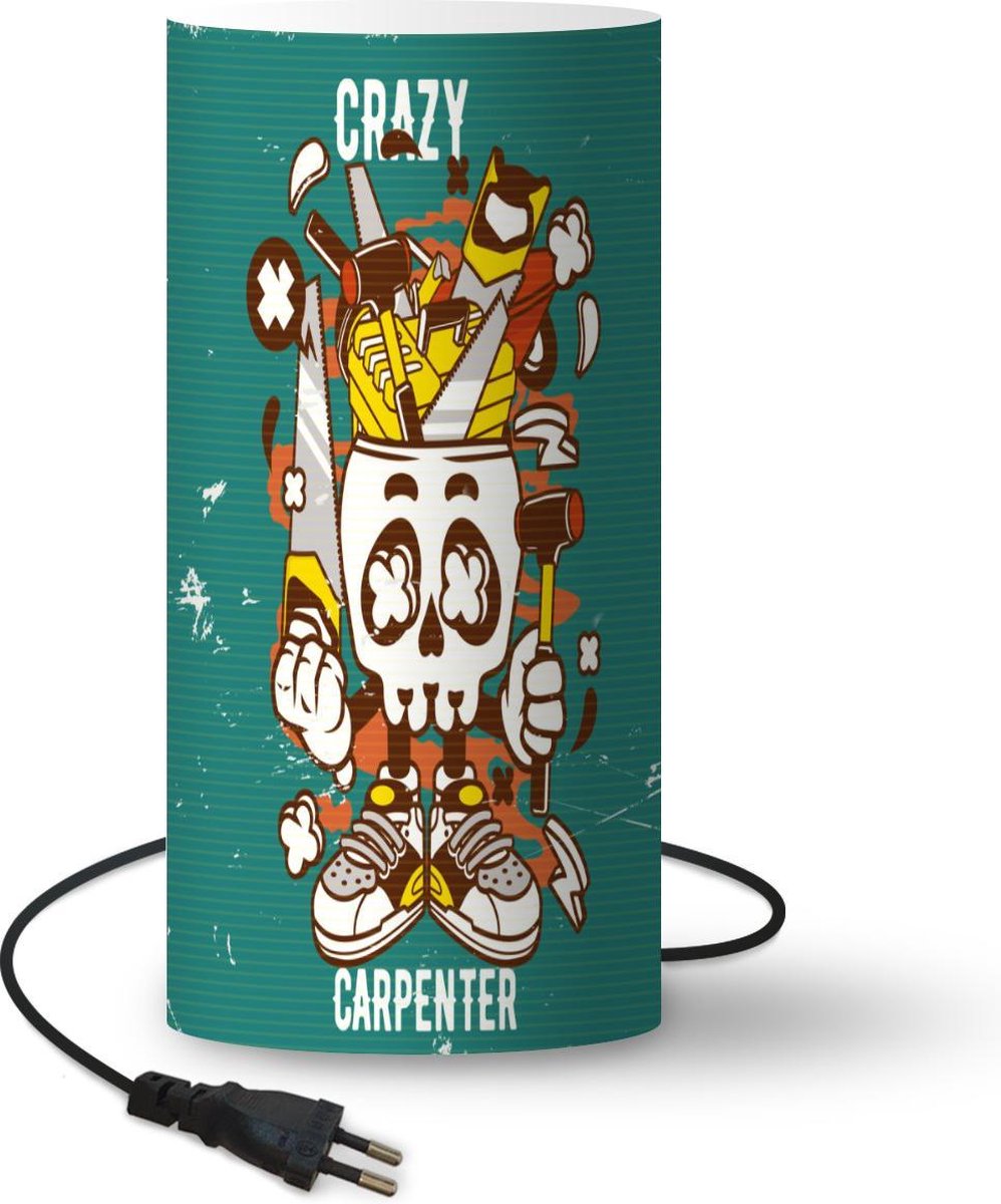 Lamp - Nachtlampje - Tafellamp slaapkamer - Vintage - Schedel - Gereedschap - 33 cm hoog - Ø15.9 cm - Inclusief LED lamp